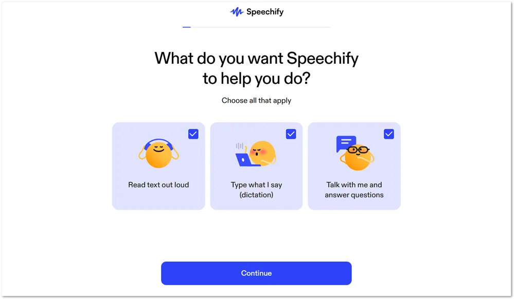 Speechify signup quiz