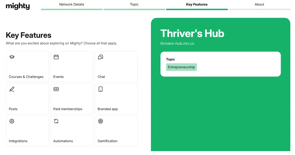 Mighty Networks key features