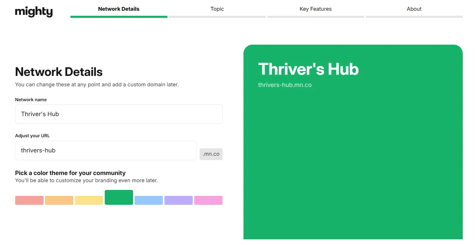 Mighty Networks add Network Details