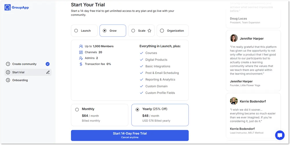 Group App free trial plans