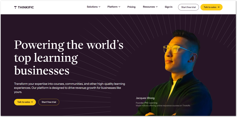Thinkific website 2025
