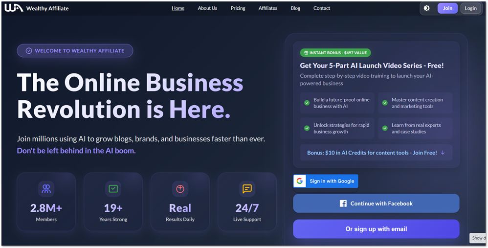 Wealthy Affiliate website July 2025