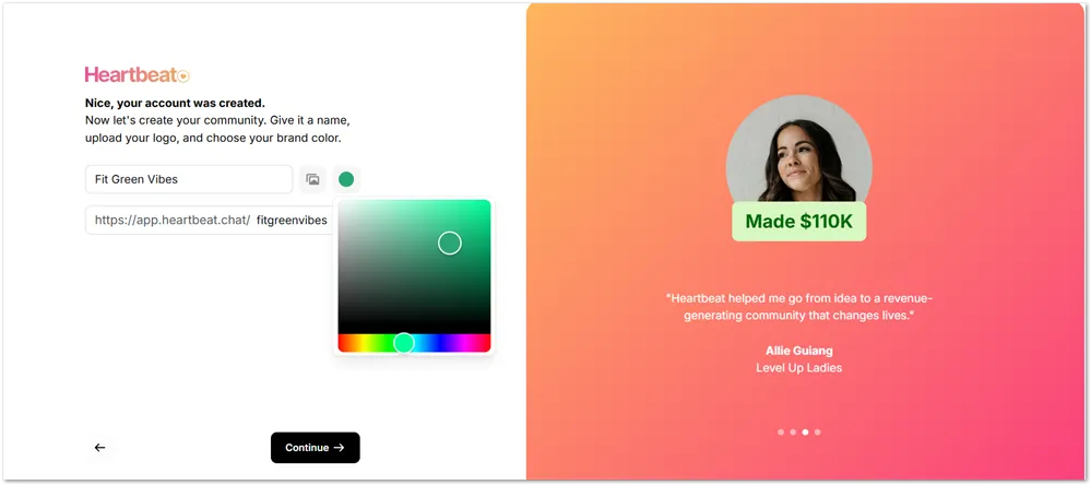 Heartbeat create community form