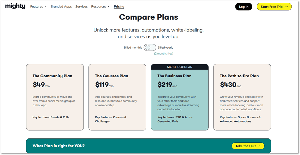 Mighty Networks pricing