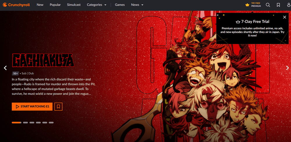 Crunchyroll website