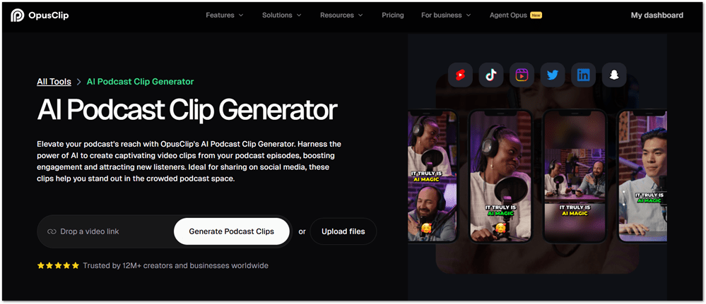 OpusClip ai podcast clip generator
