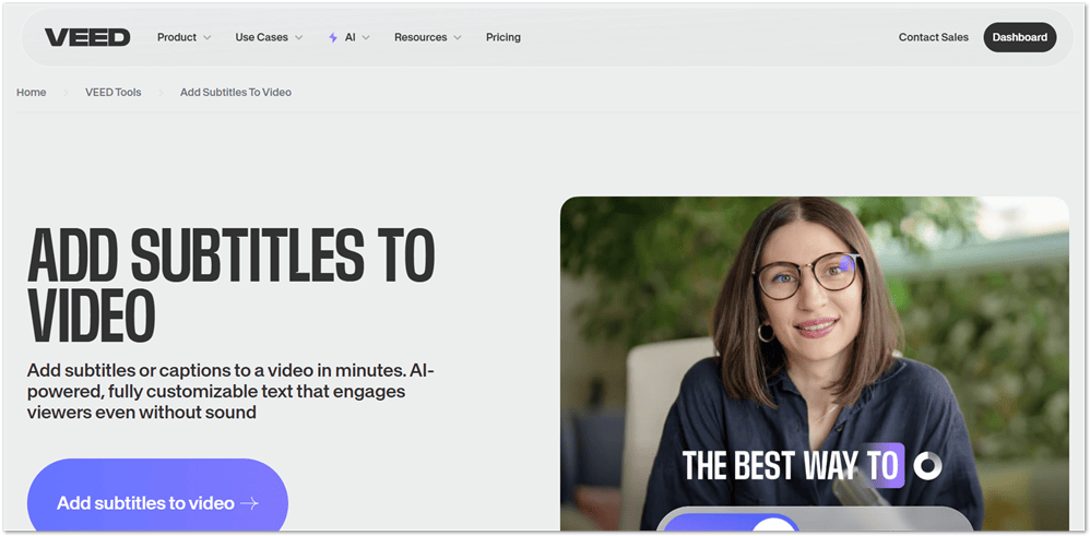 Veed.io add captions screenshot