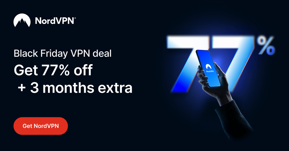 NordVPN Black Friday deal banner 77% off