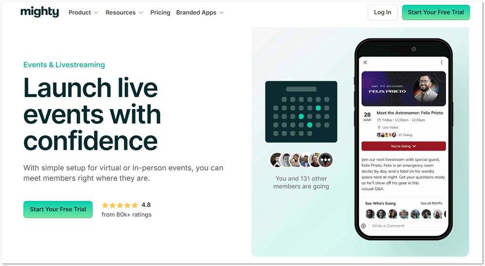 Mighty Networks events page