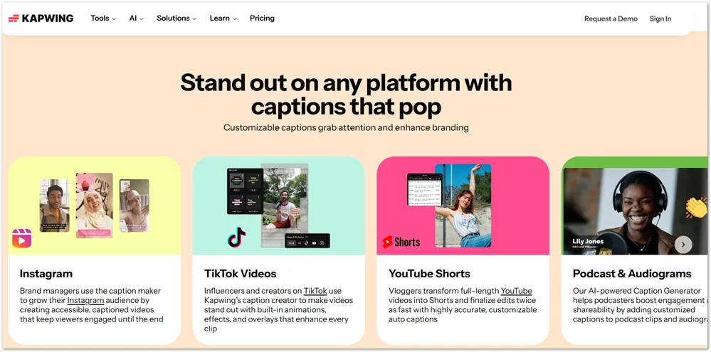 Kapwing caption tool ai