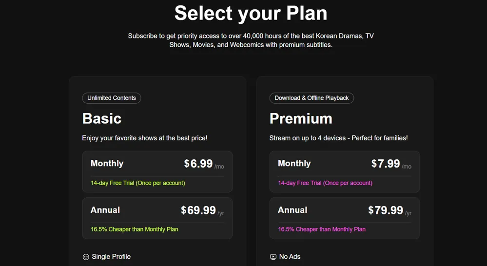 Plans that include Kocowa+ free trial
