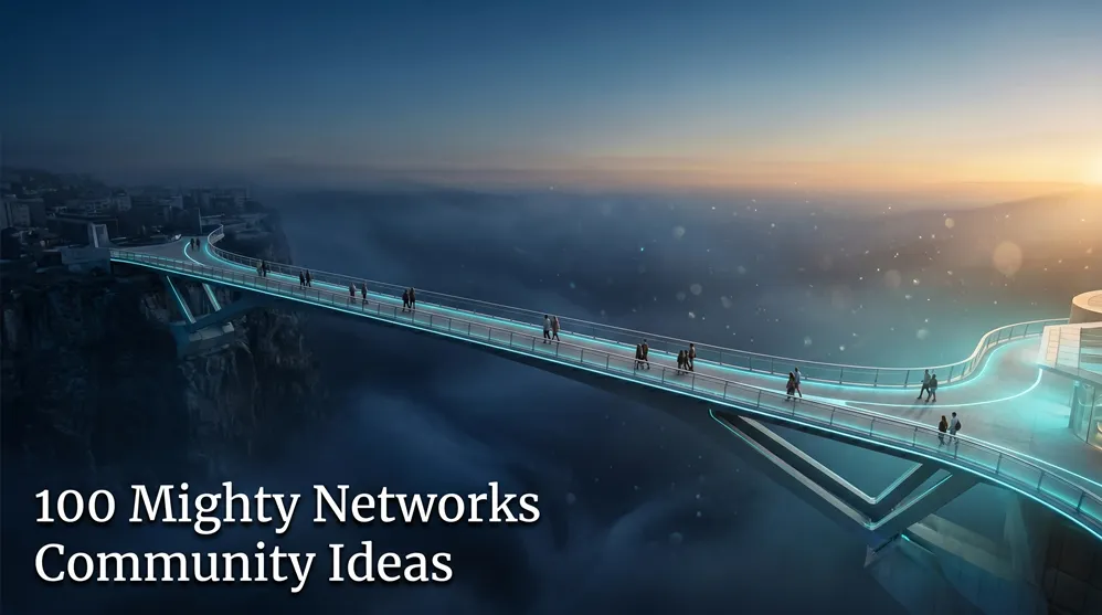 100 community ideas illustration with bridge transition